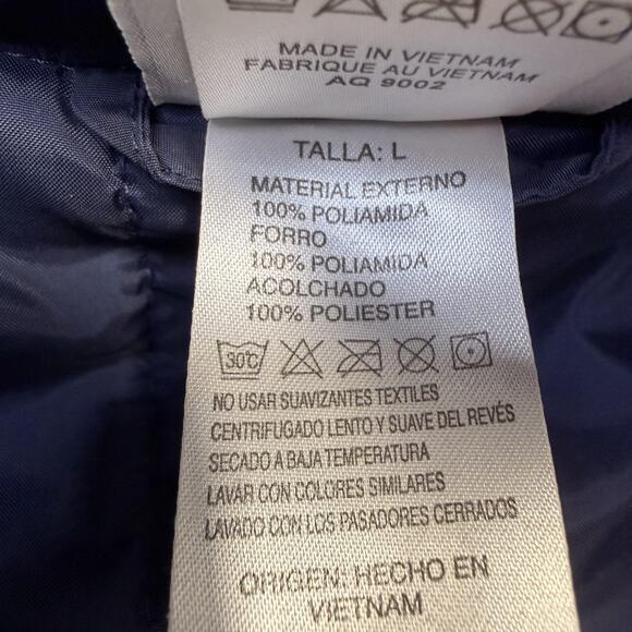 Vintage Adidas Jacket Mens Large Navy Blue Full Zip Insulated Nylon 00s AQ9002 - Picture 8 of 14